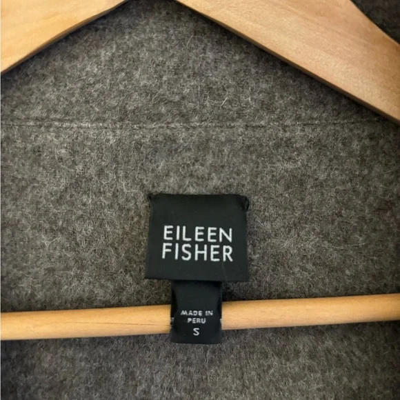 Eileen Fisher Small Alpaca / Wool Coat Jacket Brown Funnel Neck - Picture 3 of 12